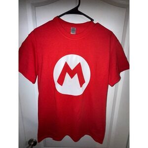 Nintendo Super Mario Bros M Logo Red T-Shirt Gaming Graphic Halloween Tee